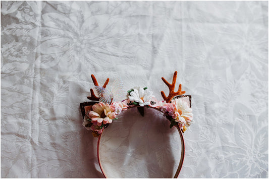 Reindeer Flower Crown - Pink Dainty - OOAK