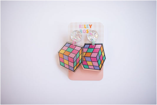 Retro Rubix Cube Dangles