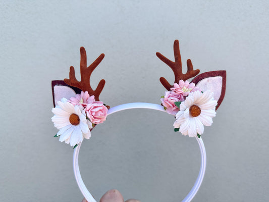 Reindeer Flower Crown - Pink